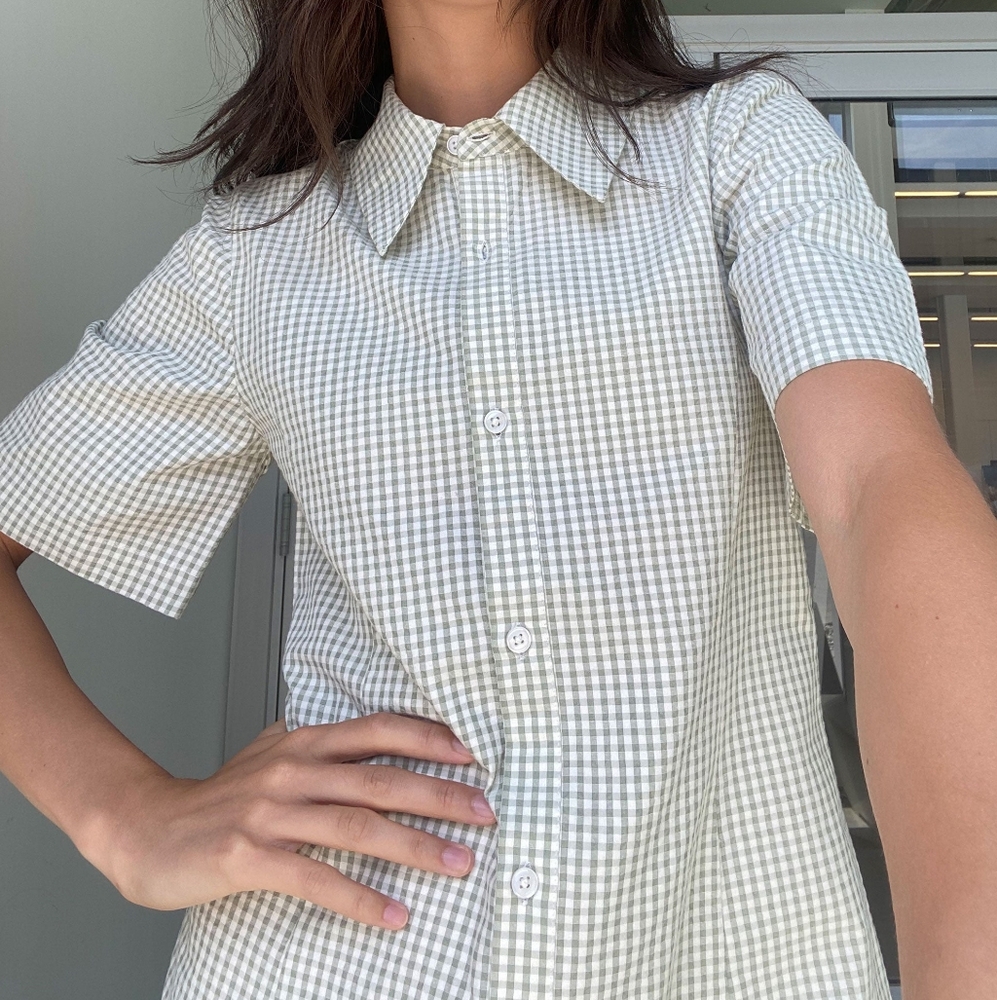 OAK + FORT COLLARED MINI GINGHAM DRESS - Picture 5 of 13